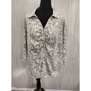 Women's Plus Covington Button Up Shirt Top 3/4 Sleeve 20/22W Mature Feminine